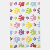 手カラフル型、前柄、犬の手、前跡 キッチンタオル (縦)