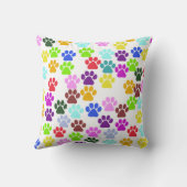 手カラフル型、前柄、犬の手、前跡 クッション (裏面)