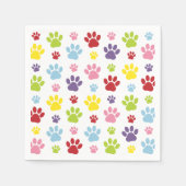 手カラフル型、前柄、犬の手、前跡 スタンダードカクテルナプキン (正面)