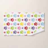 手カラフル型、前柄、犬の手、前跡 バスタオルセット (ハンドタオル)