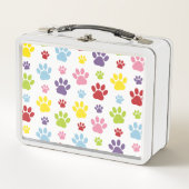手カラフル型、前柄、犬の手、前跡 メタルランチボックス (正面)