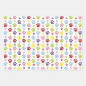 手カラフル型、前柄、犬の手、前跡 ラッピングペーパーシート (正面)