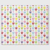 手カラフル型、前柄、犬の手、前跡 ラッピングペーパー (フラット)