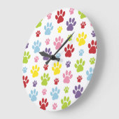 手カラフル型、前柄、犬の手、前跡 ラージ壁時計 (傾斜)