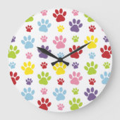 手カラフル型、前柄、犬の手、前跡 ラージ壁時計 (正面)