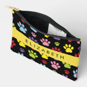 手カラフル型、手の形、犬の手、あなたの名前 アクセサリーポーチ (見開き)