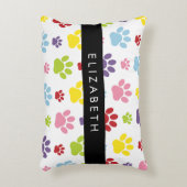手カラフル型、手の形、犬の手、あなたの名前 アクセントクッション (正面(垂直))
