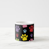 手カラフル型、手の形、犬の手、あなたの名前 エスプレッソカップ (正面)