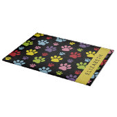 手カラフル型、手の形、犬の手、あなたの名前 カッティングボード (角)