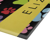 手カラフル型、手の形、犬の手、あなたの名前 カッティングボード (角)