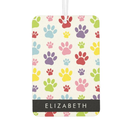 手カラフル型、手の形、犬の手、あなたの名前 カーエアーフレッシュナー (裏面)