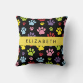 手カラフル型、手の形、犬の手、あなたの名前 クッション (裏面)