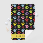 手カラフル型、手の形、犬の手、あなたの名前 ゴルフタオル (インサイチュ)