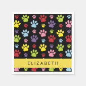 手カラフル型、手の形、犬の手、あなたの名前 スタンダードカクテルナプキン (正面)