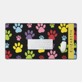 手カラフル型、手の形、犬の手、あなたの名前 デスクマット (キーボード&マウス)