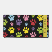 手カラフル型、手の形、犬の手、あなたの名前 デスクマット (正面)