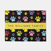 手カラフル型、手の形、犬の手、あなたの名前 ドアマット (正面)