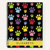 手カラフル型、手の形、犬の手、あなたの名前 ノートブック (正面)