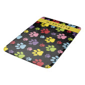 手カラフル型、手の形、犬の手、あなたの名前 バスマット (アングル)