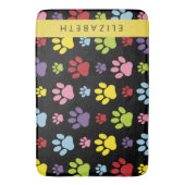 手カラフル型、手の形、犬の手、あなたの名前 バスマット (正面縦)