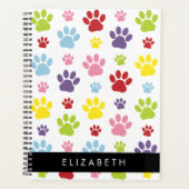 手カラフル型、手の形、犬の手、あなたの名前 プランナー手帳 (正面)