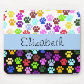 手カラフル型、手の形、犬の手、あなたの名前 マウスパッド (正面)