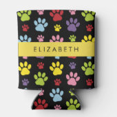 手カラフル型、手の形、犬の手、あなたの名前 缶クーラー (裏面)