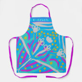 手カラフル夜明けアートピンクイエローブルーホワイト エプロン (正面)
