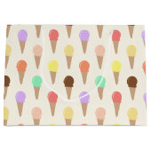 手カラフル引きアイスクリームパターン ラージペーパーバッグ (正面)