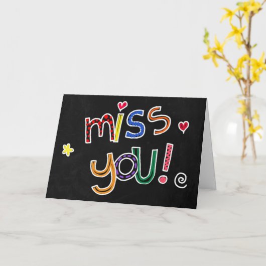 手カラフル引きタイポグラフィ赤いハート恋しく思ユー カード (黄色い花)