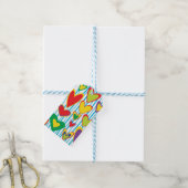 手カラフル引きハートギフトラベル ギフトタグ (より糸付き)