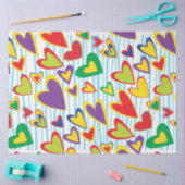 手カラフル引きハートティッシュペーパー 薄葉紙 (クラフト)