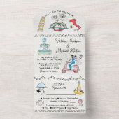 手カラフル引きファンキーイタリ結婚ア オールインワン招待状 (内側)