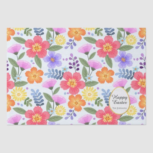 手カラフル引きフローラ鮮やかピンクの復活祭 薄葉紙 (正面)