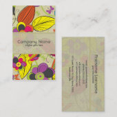 手カラフル引きレトロファッションフローラデザイン 名刺 (正面/裏面)