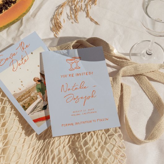 手カラフル引き明るいレトロ写真結婚 セーブザデート