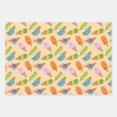 手カラフル引き水色アイスクリームの模様 ラッピングペーパーシート (正面3)