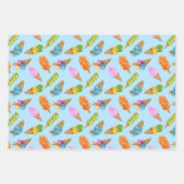 手カラフル引き水色アイスクリームの模様 ラッピングペーパーシート (正面2)
