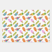 手カラフル引き水色アイスクリームの模様 ラッピングペーパーシート (正面)