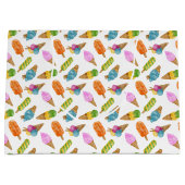 手カラフル引き水色アイスクリームの模様 ラージペーパーバッグ (正面)