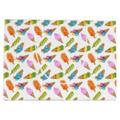 手カラフル引き水色アイスクリームの模様 ラージペーパーバッグ (裏面)