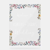 手カラフル引き花結婚の歓迎サイン アクリルサイン (正面)