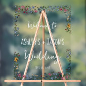 手カラフル引き花結婚の歓迎サイン アクリルサイン (ニュートラル)