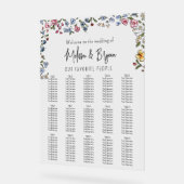 手カラフル引き花結婚座席表 アクリルサイン (傾斜)