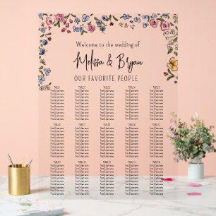 手カラフル引き花結婚座席表 アクリルサイン
