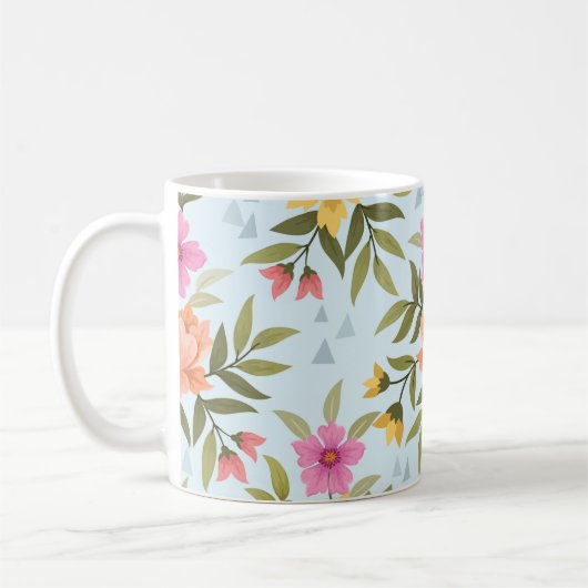 手カラフル引き花 コーヒーマグカップ (左)