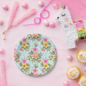 手カラフル引き花 ペーパープレート (パーティー)