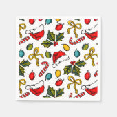 手カラフル描きクリスマスのスケ図解入りの、写真付きのッチ スタンダードカクテルナプキン (正面)