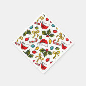 手カラフル描きクリスマスのスケ図解入りの、写真付きのッチ スタンダードカクテルナプキン (角)