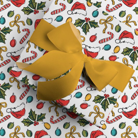 手カラフル描きクリスマススケッチ ラッピングペーパー